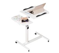 Comodino sopraletto sollevabile in altezza con ruote - Inclinazione regolabile 90° Vassoio girevole pieghevole for la casa - Ideale for la lettura del computer portatile for anziani costretti a letto(