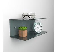 Comodino sospeso cm 25x20 mensola doppia in plexiglass modello a C