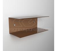 Comodino sospeso cm 25x20 mensola doppia in plexiglass modello a C