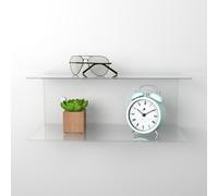 Comodino sospeso cm 25x20 mensola doppia in plexiglass modello a C