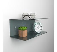 Comodino sospeso cm 35x15 mensola doppia in plexiglass modello a C