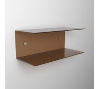 Comodino sospeso cm 55x15 mensola doppia in plexiglass modello a C