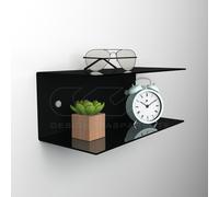 Comodino sospeso cm 90x15 mensola doppia in plexiglass modello a C