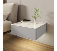 Comodino sospeso con cassetti, comodino in legno massello, comodini da parete, mensola sospesa, mini mobiletto portaoggetti, comodini(Light greyish white,19in)