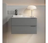 Comodino sospeso da parete con 2 cassetti, moderno comodino intelligente con ricarica wireless e luce LED dimmerabile, tavolo d'accento per camera da letto (45 cm)