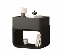 Comodino sospeso, mobile contenitore a doppio ripiano aperto con scomparto a cassetto singolo/design a pavimento, ideale per corridoi(Black,(18 * 16 * 20in))