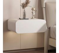 Comodino sospeso moderno con cassetto, tavolino da parete in legno massello per camera da letto, elegante mensola sospesa (bianco, 45 x 39,9 x 19,8 cm)