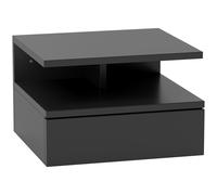 Comodino Sospeso per Camera da Letto 35x32x22,5 cm con Cassetto in Legno Nero