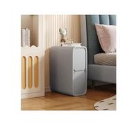 Comodino sottile con 2 cassetti in microfibra e pelle, comodino per piccoli spazi, minimalista, tavolino per camera da letto
