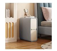 Comodino sottile con 2 cassetti, moderno comodino in pelle microfibra per piccoli spazi, mobile minimalista per camera da letto
