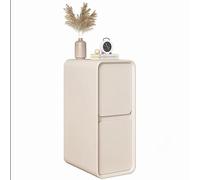 Comodino sottile con cassetto in legno massello, tavolino laterale a 2 cassetti, per camera da letto e soggiorno, design a clip, bianco, dimensioni compatte 30 x 40 x 50 cm, ideale per piccoli spazi