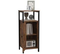 Comodino Stile Industriale 2 Ripiani e Scaffale Interno Regolabile 34x30x80 cm in Legno e Acciaio Marrone