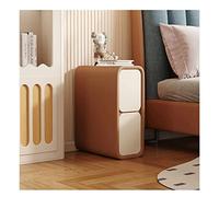 Comodino stretto con 2 cassetti, comodino in pelle di microfibra, design minimalista sottile per piccoli spazi, ideale per camera da letto e tavolino da divano