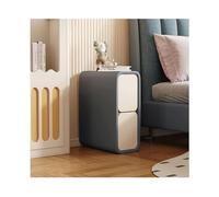 Comodino stretto con 2 cassetti - Comodino minimalista in pelle microfibra per piccoli spazi - Armadietto portaoggetti sottile per camera da letto/divano