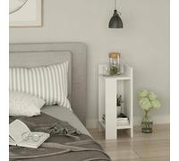 Dmora Comodino Taurus, Comò Basso, Tavolino da Notte, Mensola da Letto, 25x27h60 cm, Bianco