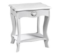 COMODINO TAVOLINO CUORE INGRESSO SGABELLO OGGETTI SHABBY CHIC LEGNO BIANCO 46 CM