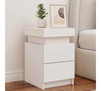 Comodino, tavolino sottile, comodino, comodino, divano, cassettone, comodino con luci a LED, 2 pezzi, bianco, 35 x 39 x 55 cm, per camera da letto, soggiorno, ingresso, facile da montare