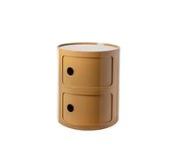 Comodino tondo verticale con cassetti, mobili di stoccaggio a 2/3/4 livelli, comodino con porta scorrevole, mensola decorativa mobile(Teeth Yellow,2Tier)