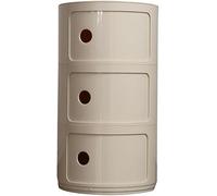 Comodino tondo verticale con cassetti, mobili di stoccaggio a 2/3/4 livelli, comodino con porta scorrevole, mensola decorativa mobile(Off White,3Tier)