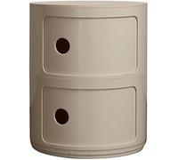 Comodino tondo verticale con cassetti, mobili di stoccaggio a 2/3/4 livelli, comodino con porta scorrevole, mensola decorativa mobile(Off White,2Tier)