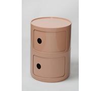 Comodino tondo verticale, mobili di stoccaggio a 2/3/4 livelli con cassetti, comodino con porta scorrevole, mensola decorativa mobile(Dirty Pink,2Tier)