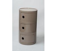 Comodino tondo verticale, mobili di stoccaggio a 2/3/4 livelli con cassetti, comodino con porta scorrevole, mensola decorativa mobile(Cumin Color,3Tier)