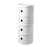 Comodino tondo verticale, mobili di stoccaggio a 2/3/4 livelli con cassetti, comodino con porta scorrevole, mensola decorativa mobile(White,4Tier)