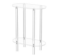 Comodino trasparente - tavolo da in lucite, supporto acrilico trasparente, scaffale moderno ovale | Base di visualizzazione compatta, unità di fascia in plastica a 2 livelli, tavolo d'angolo ele