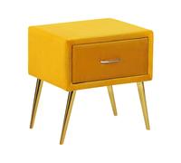 Comodino velluto giallo e oro con cassetto Flayat