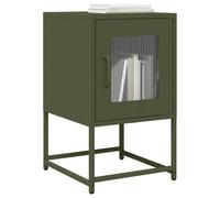 Comodino Verde Oliva 36x39x60,5 cm Steel Nightstand with Storage Cabinet, Cold Rolled Steel Bedside Table for Bedroom, Bathroom, Kitchen, Olive Green Metal End Table with Handles and Stable Frame