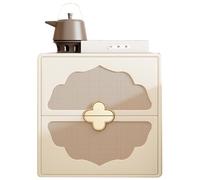 Comodino vintage in rattan in stile cinese, tavolino moderno in legno massello di metà secolo, armadio per camera da letto in stile locanda, design a doppio cassetto(F,45cm(17.7in))