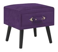 Comodino Viola Scuro 40x35x40 cm in Velluto Velvet Nightstand with Drawer, Multifunctional Bedside Table and Storage Ottoman, Dark Purple Velvet Pine Wood Furniture for Living Room and Bedroom