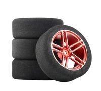 COMODO 1/10 Scale Sponge Tires con Rims 3mm Offset 12mm Hex per On-Road RC Racing Cars(Red)