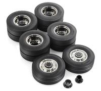 COMODO 1/14 Scale RC Trailer Double Wheel Set con Metal Drive Hub e Contenuti - Diametro 84mm, 12mm Hex, Sostituzione per Various 1/14 RC Vehicles(2 Front And 4 Rear)