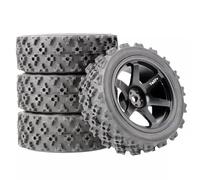 COMODO 10pcs 1/10 Scale RC con Pneumatici Rally & On-Road, 12mm Hex Hub Compatibile con XV01 XV02 TA06 TT01 TT02 PTG2 144001 A959(C-BK)