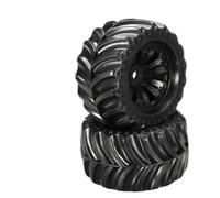 COMODO 2pcs 140mm RC Car Tires per 1/10 Scale Crawler - 17mm Hex, 80mm Width, Composite Rubber & Plastic Replacement Wheels Compatibile con JLB Racing 11101 21101 J3 Speed