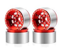 COMODO 4 Pezzi di Alluminio 1.9 Pollici Beadlock Wheel Rims 32mm Compatibile con Wraith 1/10 RC Crawler Car Upgrade Parts(Red)