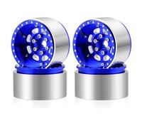 COMODO 4 Pezzi di Alluminio 1.9 Pollici Beadlock Wheel Rims 32mm Compatibile con Wraith 1/10 RC Crawler Car Upgrade Parts(Blue)