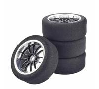 COMODO 4Pcs 1/10 Scala 12mm Hex Foam Racing Tires con Rims per On-Road RC Cars - Giallo/Nero(Black)