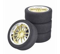 COMODO 4Pcs 1/10 Scala 12mm Hex Foam Racing Tires con Rims per On-Road RC Cars - Giallo/Nero(Yellow)