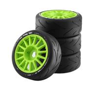 COMODO 4pcs 1/8 Scale Rubber On-Road RC Pneumatici e Ruote con 17mm Hex per 1:8 RC Racing Cars(4pcs Green)
