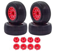 COMODO 4Pcs 110mm RC Short Course Tires con 12mm 14mm 17mm Hex Wheels per 1/8 1/10 Scale RC Trucks Compatibile con SCTX10(Color: Red)