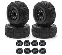 COMODO 4Pcs 110mm RC Short Course Tires con 12mm 14mm 17mm Hex Wheels per 1/8 1/10 Scale RC Trucks Compatibile con SCTX10(Color: Black)