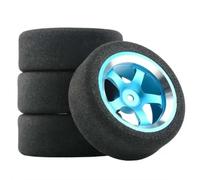 COMODO 4Pcs 12mm Hex Foam Tire Wheel Rim Set per 1/10 On-Road RC Car - Ride di Sostituzione Compatibile con 1/10 Scale Racing Vehicles(Blue)