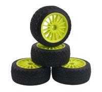 COMODO 4PCS 2.2 inch RC Rims con Pneumatici off-Road 80mm per 1/10 Scale Rally Cars - 12mm Hex, Set di Sostituzione(Green)
