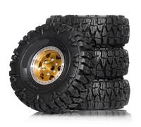 COMODO 4pcs 60mm Metal Beadlock Wheel Rim con Rubber Tire Set Compatibile con FMS FCX24M SCX24 1/24 Scale RC Crawler Car Upgrade Parts