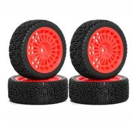 COMODO 4PCS 68mm Rubber Rally Tires per 1/10 Scale RC Cars - Compatibile con XV01 XV02 TT01 TT02 PTG-2, 12mm Hex off-Road Tire Set(Color: Red)