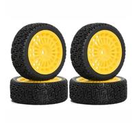 COMODO 4PCS 68mm Rubber Rally Tires per 1/10 Scale RC Cars - Compatibile con XV01 XV02 TT01 TT02 PTG-2, 12mm Hex off-Road Tire Set(Color: Yellow)