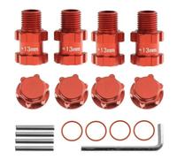 COMODO 4pcs RC Wheel Hub Adapter 1/10 Scala 14mm a 17mm Hex +13mm Offset Aluminum per(13MM W106 Red)