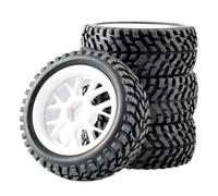 COMODO 75mm 1/10 Scale On-Road RC Drift Tires & Wheels Set, 12mm Hex, Compatibile con Various 1/10 RC Cars per Drift & Style Driving(Color: White)